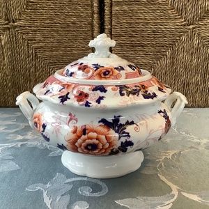 Antique John Ridgway & Co Lidded Sugar Bowl. Staffordshire, 1830s.